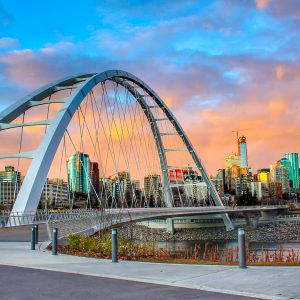 A Beautiful And Colorful Sunset Over The City Of Edmonton